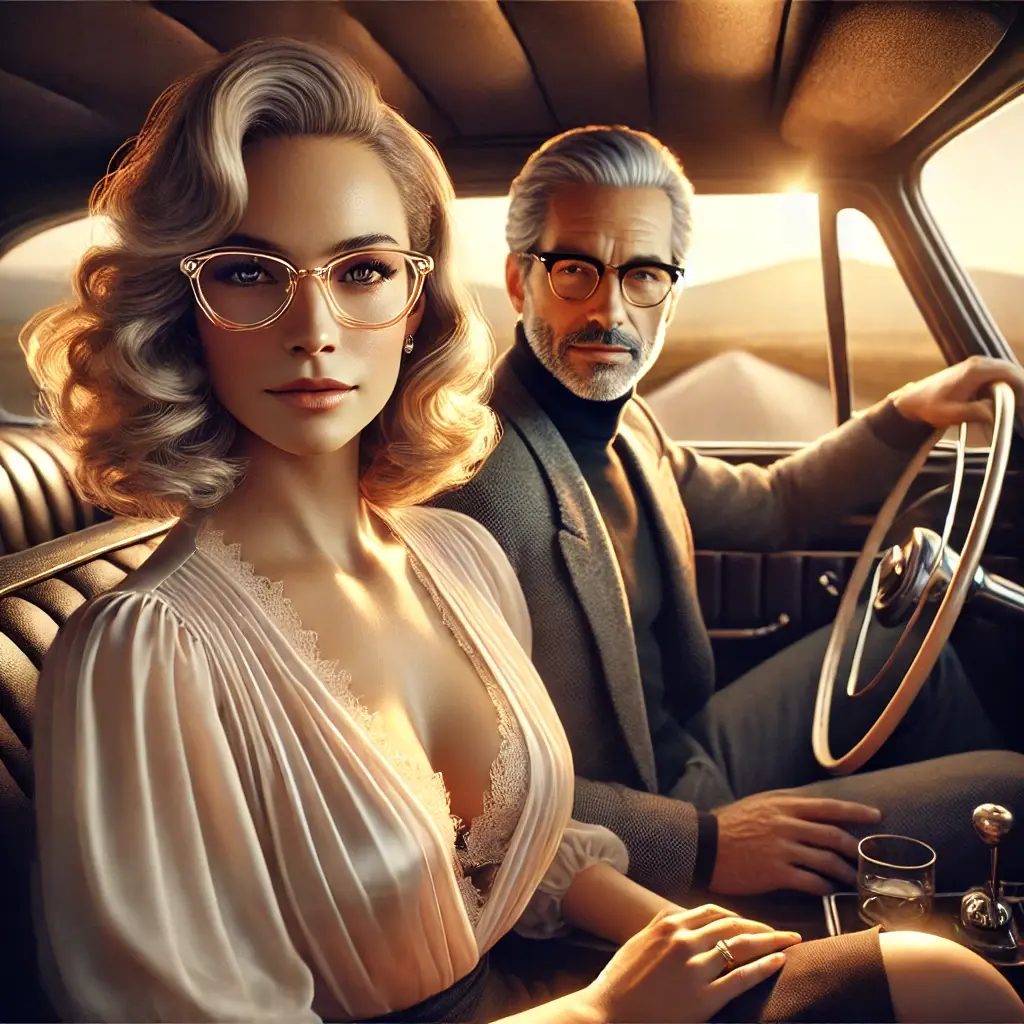 Clara Homburg (59) mit Tony (49) im Auto